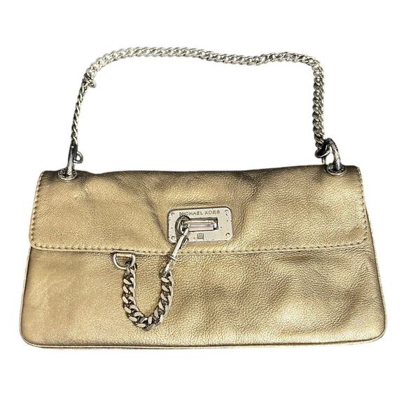 Michael Kors Handbags - MICHAEL KORS VINTAGE Champagne color and metallic‎ chain shoulder bag / clutch